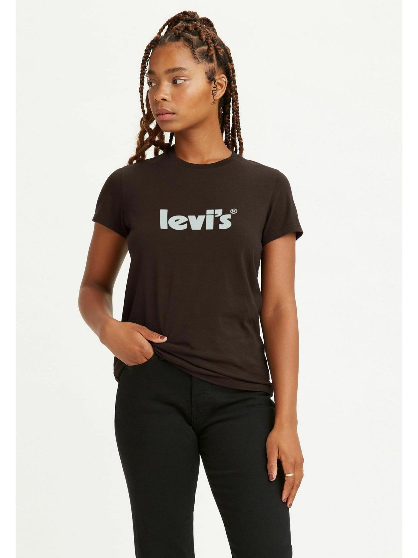 LEVI'S Womens Brown Logo Graphic Short Sleeve Crew Neck T-Shirt XS