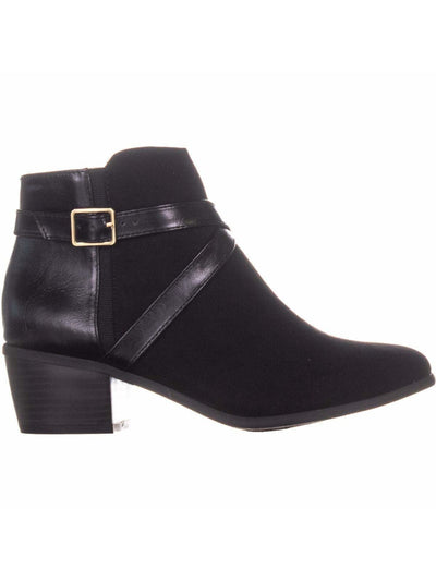 KAREN SCOTT Womens Black Buckle Accent Padded Falonn Round Toe Block Heel Zip-Up Booties 5.5 M