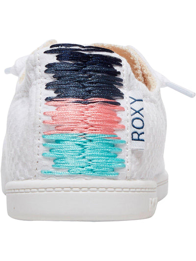 ROXY Womens White Knotted Laces Textured Arch Support Cushioned Bayshore Round Toe Slip On Sneakers Shoes 9 B