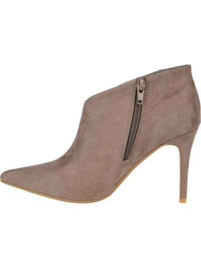 JOURNEE COLLECTION Womens Beige Padded Demmi Pointed Toe Stiletto Zip-Up Booties 11 M