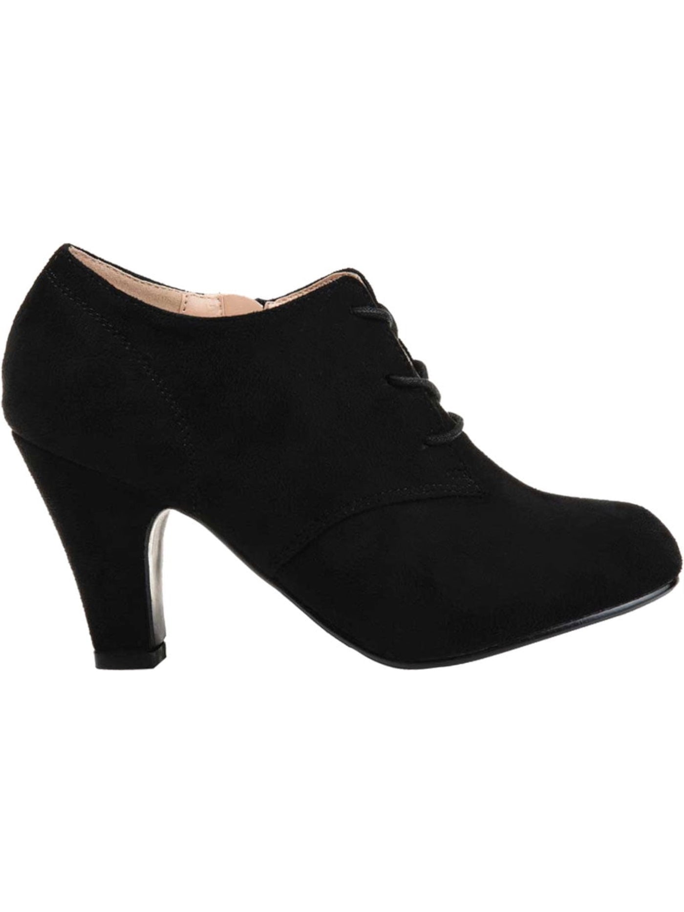 JOURNEE COLLECTION Womens Black Lace Scalloped Leona Round Toe Block Heel Zip-Up Dress Booties 7.5 W