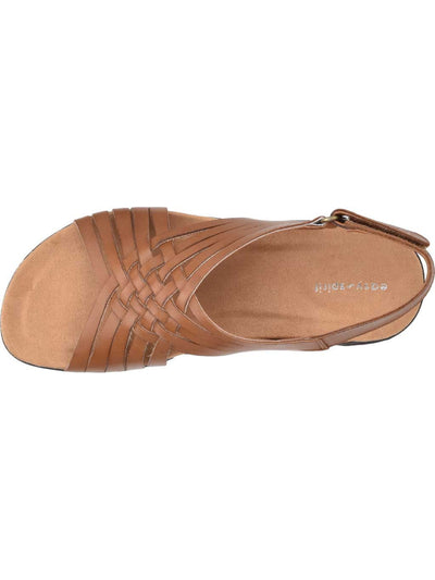 EASY SPIRIT Womens Brown Woven Padded Breathable Arch Support Mar Round Toe Wedge Leather Slingback Sandal 7 M