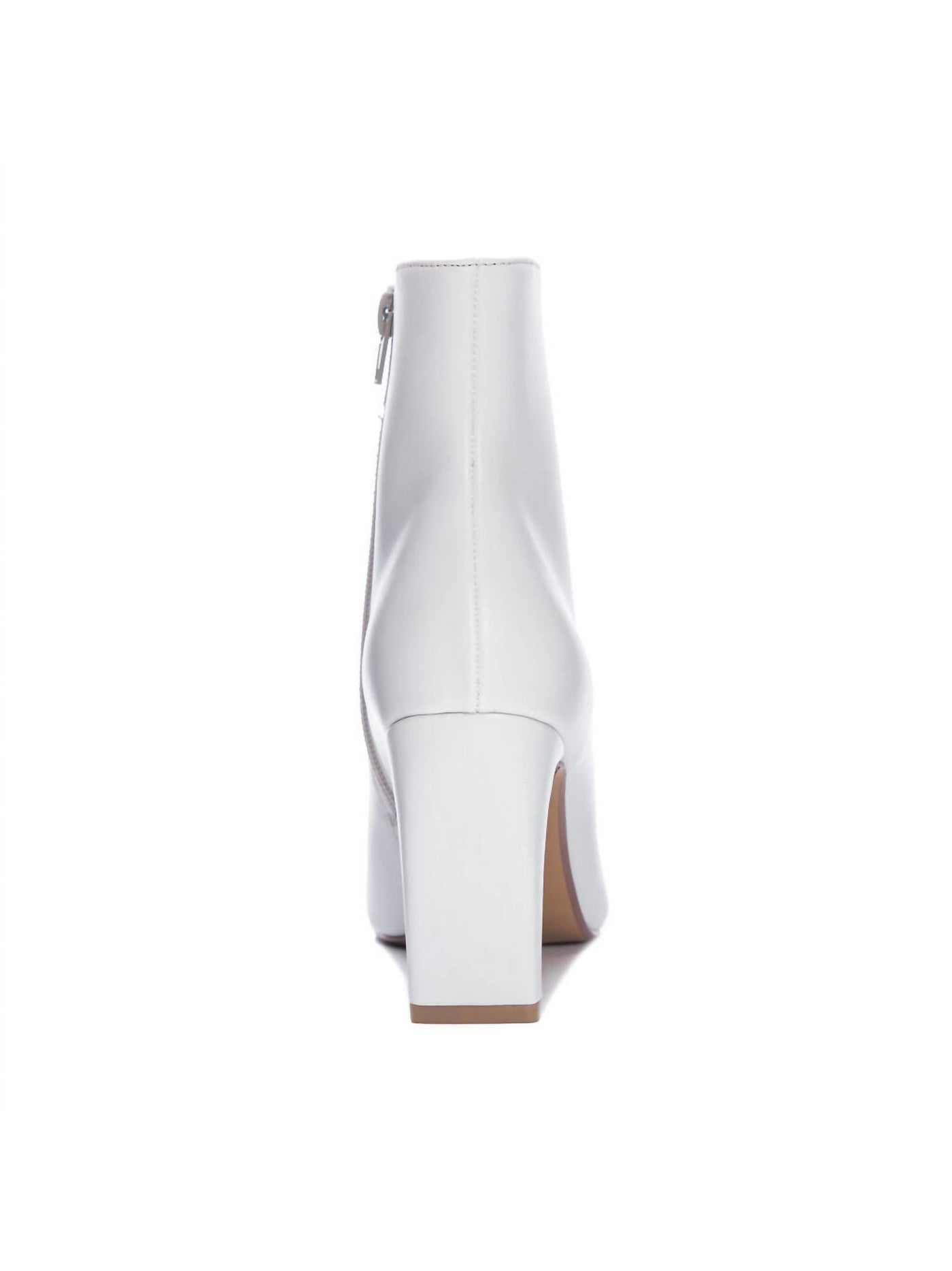 CHINESE LAUNDRY Womens White Padded Erin Rebel Pointed Toe Block Heel Zip-Up Dress Booties 5