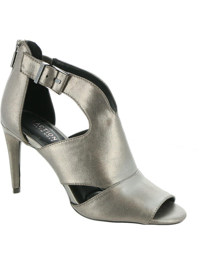 KENNETH COLE Womens Gray Cutouts At Sides Adjustable Strap Comfort Kick 85 Peep Toe Stiletto Zip-Up Dress Sandals Shoes 6.5 M