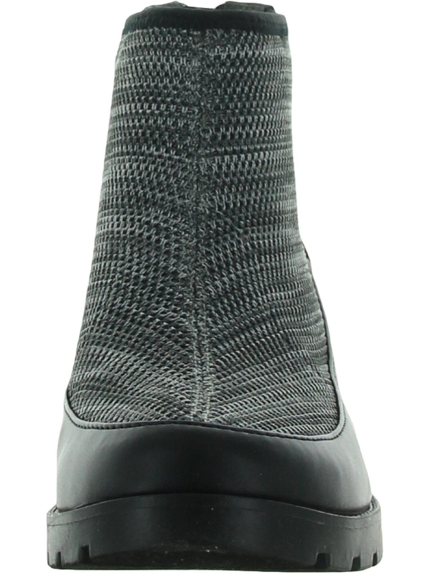 ADRIENNE VITTADINI SPORT Womens Gray 1/2" Platform Stretch Knit Lug Sole Cushioned Trooper Round Toe Wedge Zip-Up Booties 9.5 M