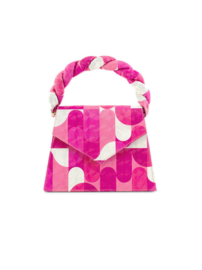 ANIMA IRIS Women's Pink Pink Picasso Zaza Grande Leather Color Block Single Strap Handbag Purse