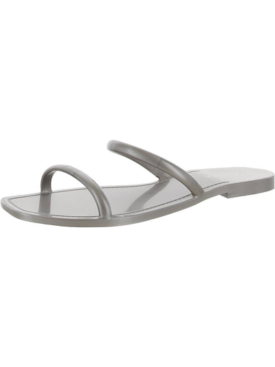 AQUA Womens Silver Strappy Square Toe Slip On Jelly 8