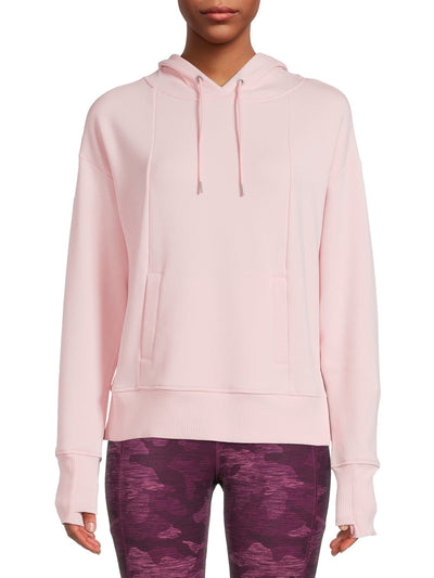 AVIA Womens Pink Pocketed Drawstring Hood Ribbed Trim Sweatshirt XXL