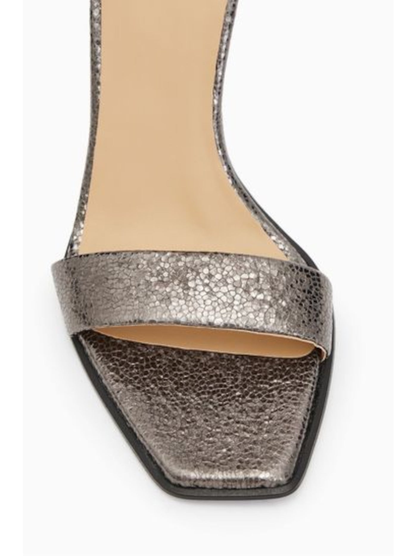 ALL SAINTS Womens Gray Metallic Adjustable Noir Square Toe Stiletto Buckle Dress Heeled Sandal 37