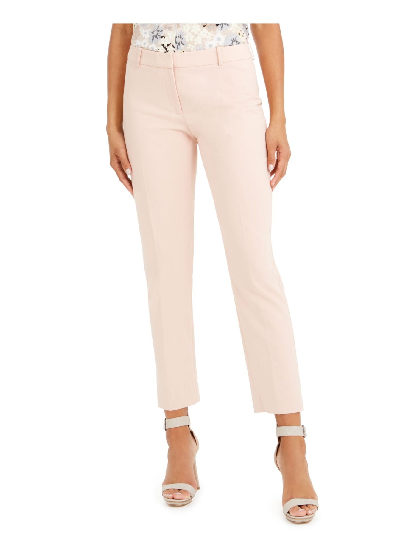 MICHAEL KORS Womens Pink Zippered Pocketed Ankle Length Wear To Work Straight leg Pants 2