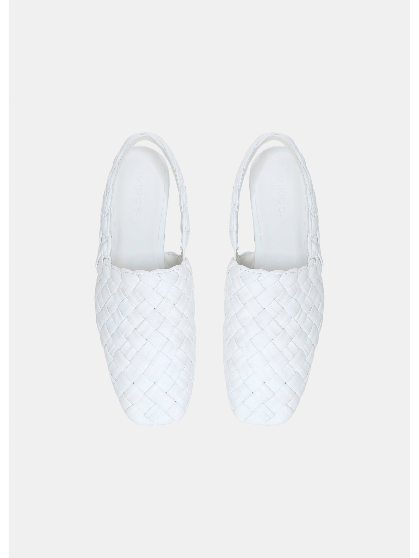 VINCE. Womens White Slingback Elastic Goring Woven Padded Cadot Square Toe Block Heel Slip On Flats Shoes 7 M