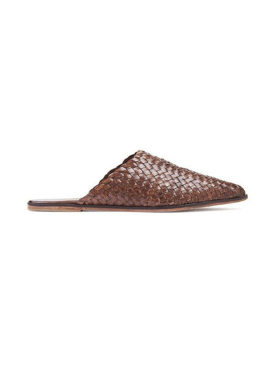 ST. AGNI Womens Brown Woven Caio Pointed Toe Slip On Leather Mules 36