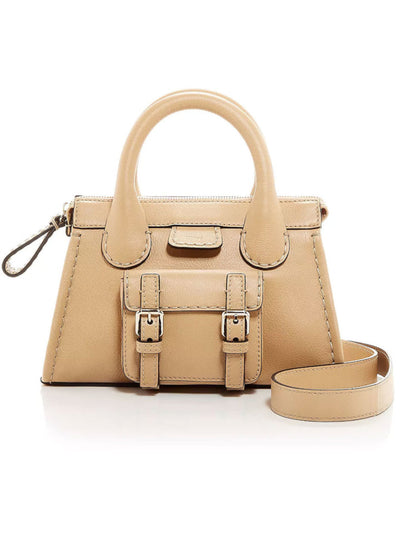 CHLOE Women's Beige Solid Double Flat Strap Satchel Handbag
