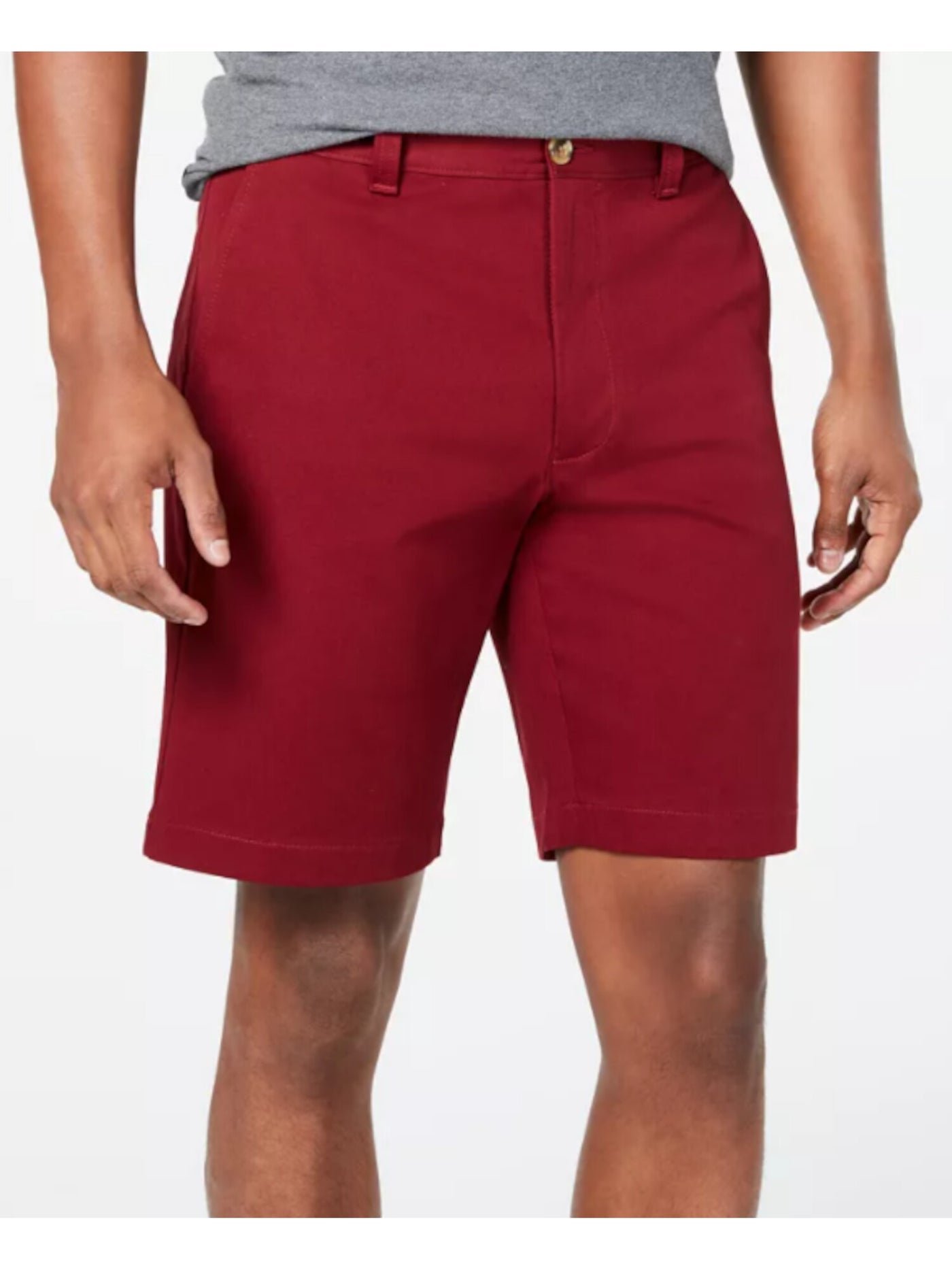 CLUBROOM Mens Burgundy Flat Front, Regular Fit Stretch Shorts 30 Waist