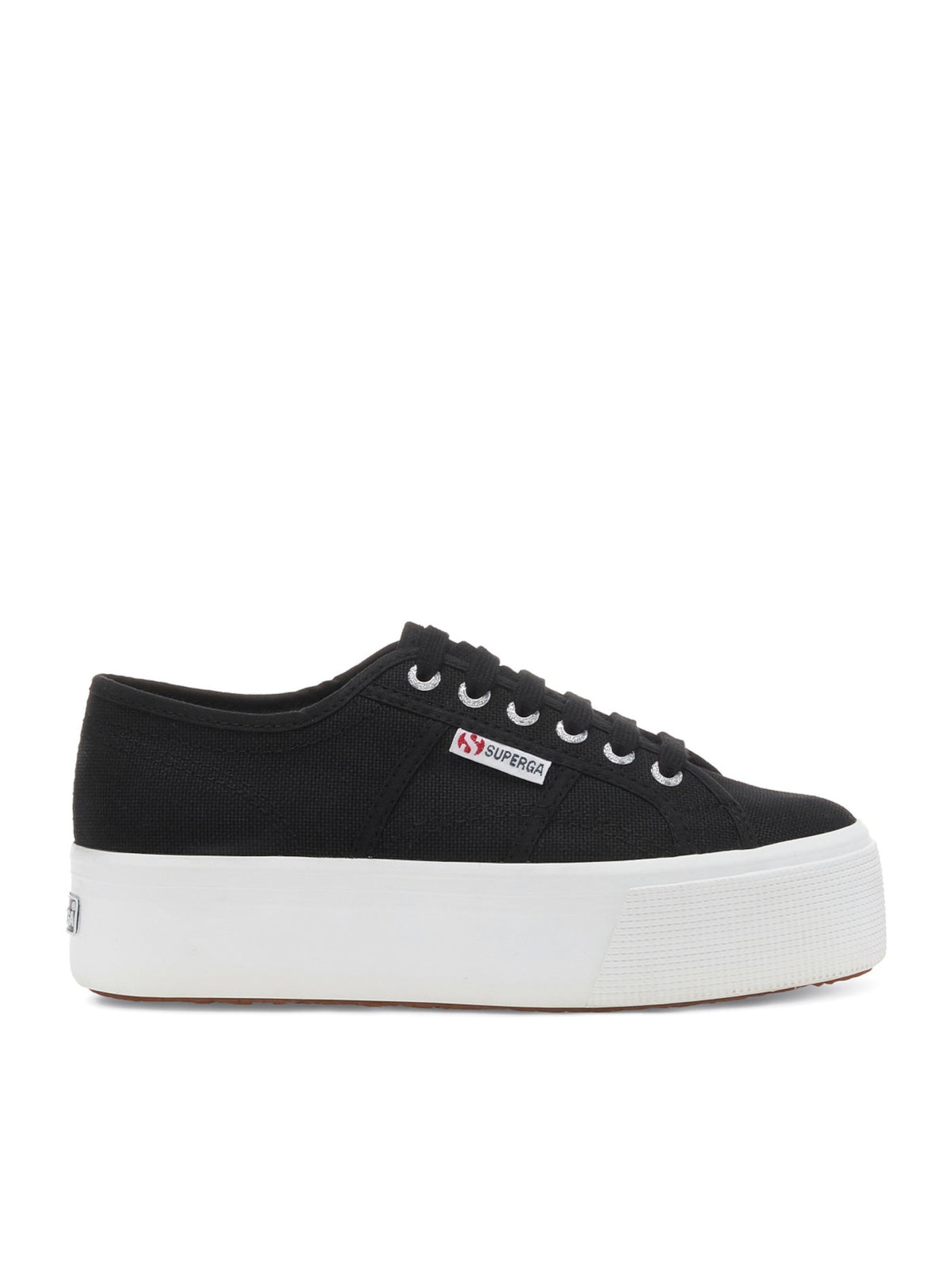 SUPERGA Womens Black Logo Comfort 2790 Round Toe Platform Lace-Up Athletic Sneakers Shoes 6.5