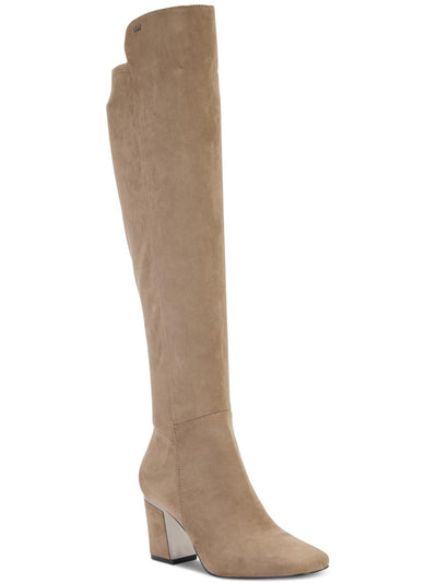 DKNY Womens Beige Cilli Square Toe Block Heel Zip-Up Heeled Boots 8.5