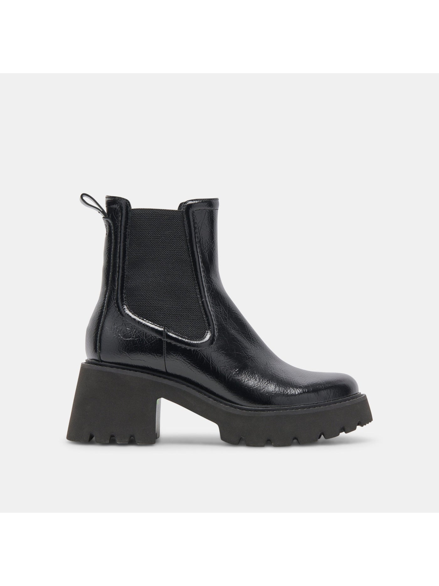 DOLCE VITA Womens Black Crinkle Patent Back Pull-Tab Padded Waterproof Goring Hawk H2o Round Toe Block Heel Booties 7