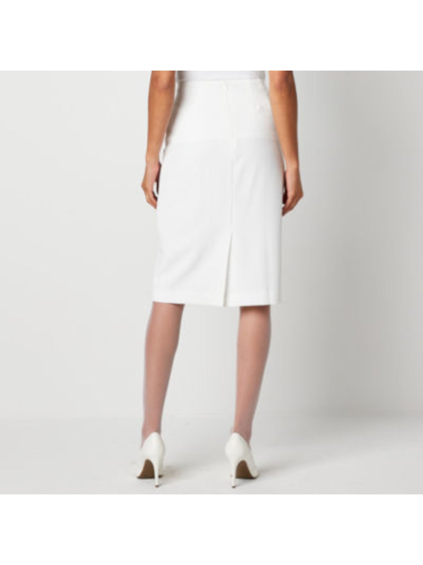 LE SUIT Womens Ivory Zippered Knee Length Wear To Work Sheath Skirt 12