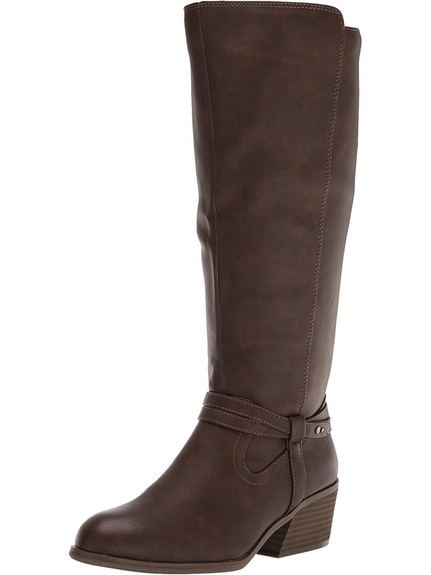 DR SCHOLLS Womens Brown Goring Cushioned Liberate Almond Toe Block Heel Zip-Up Western Boot 9 M