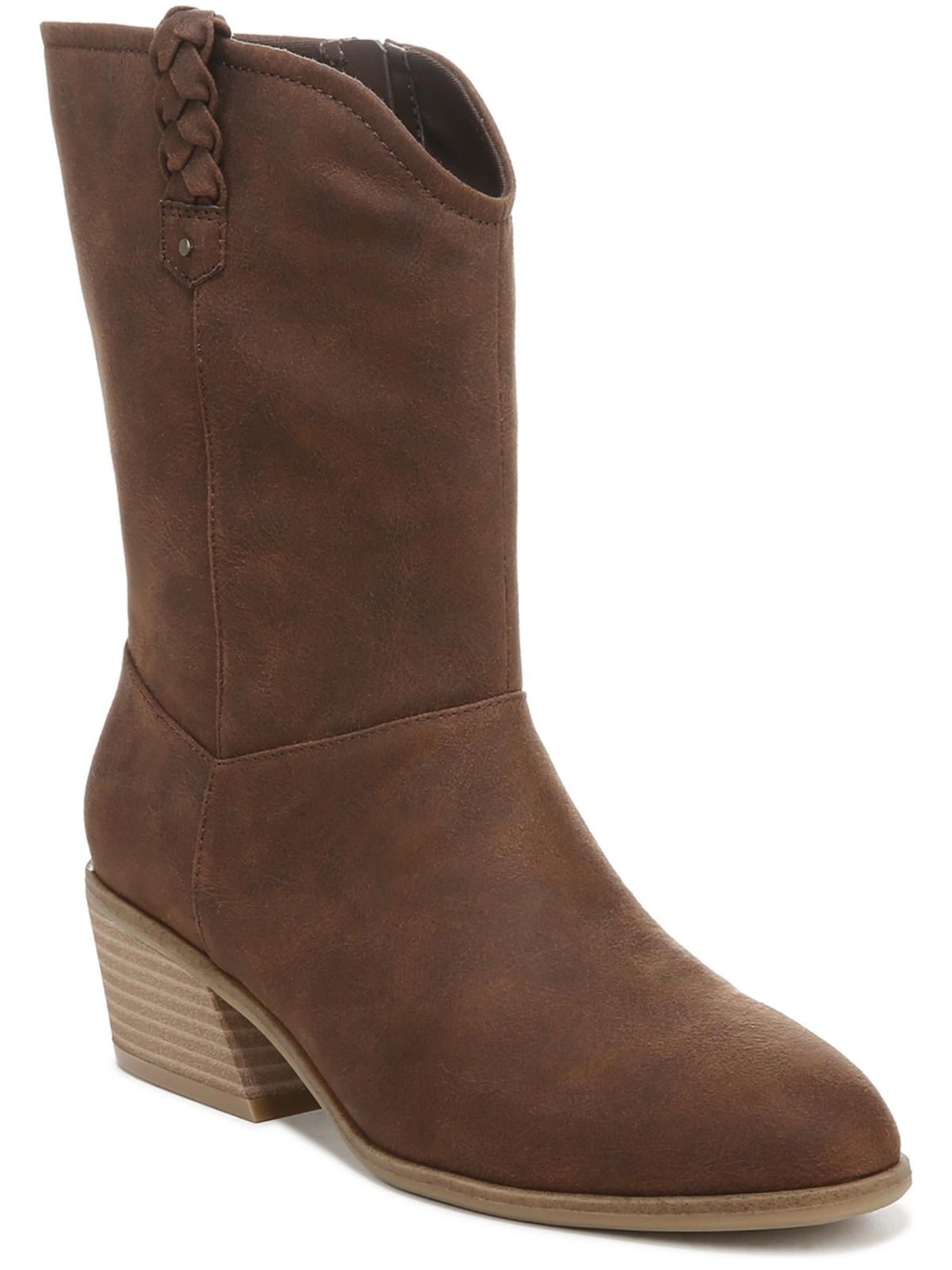 DR SCHOLLS Womens Brown Removable Insole Padded Layla Round Toe Block Heel Zip-Up Western Boot 7.5 M WC
