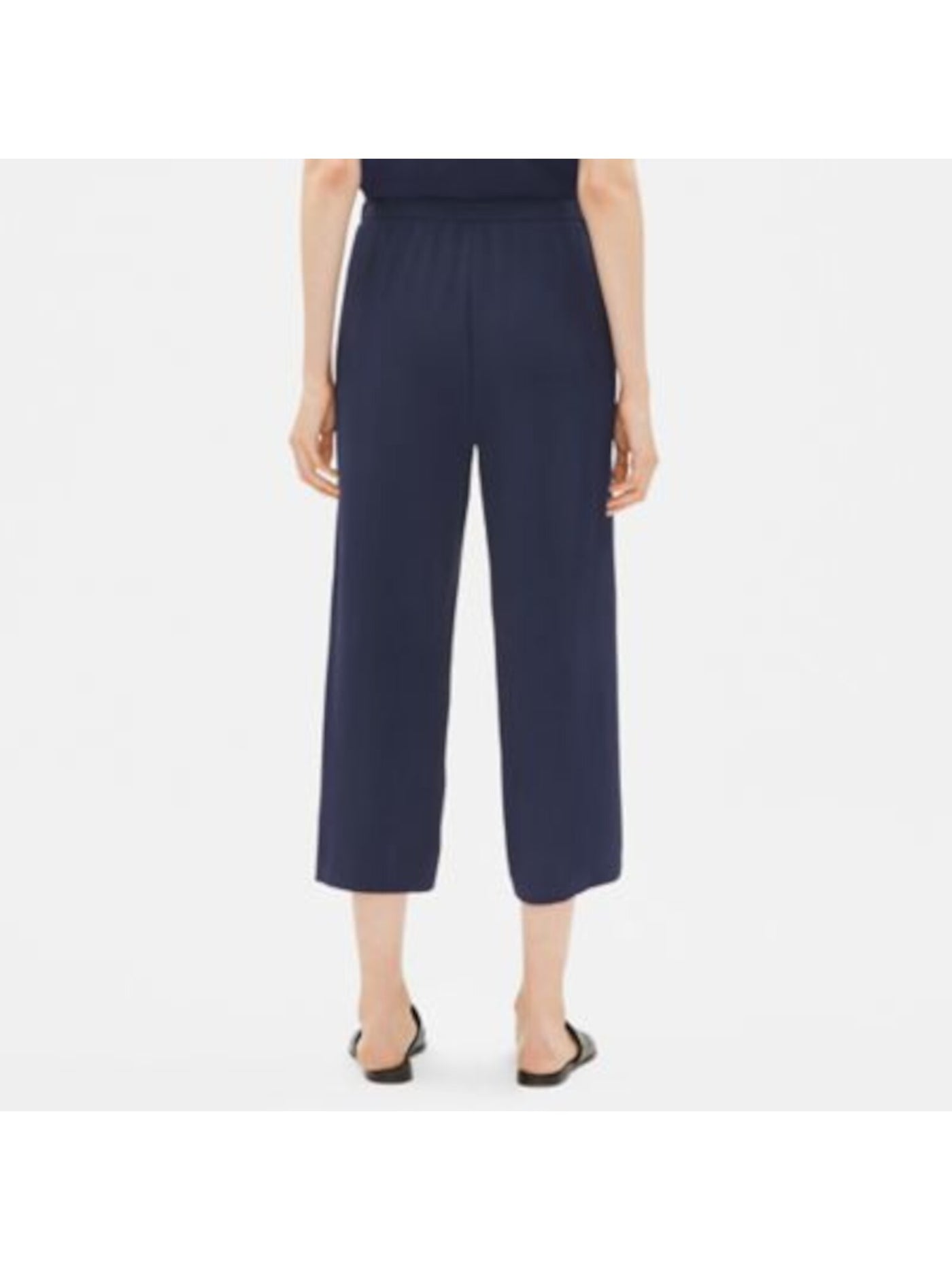 EILEEN FISHER Womens Navy Silk Cropped Pants XS
