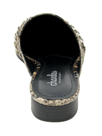 CHARLES BY CHARLES DAVID Womens Beige Snake Chain Comfort Emblem Pointed Toe Block Heel Slip On Mules 8 M