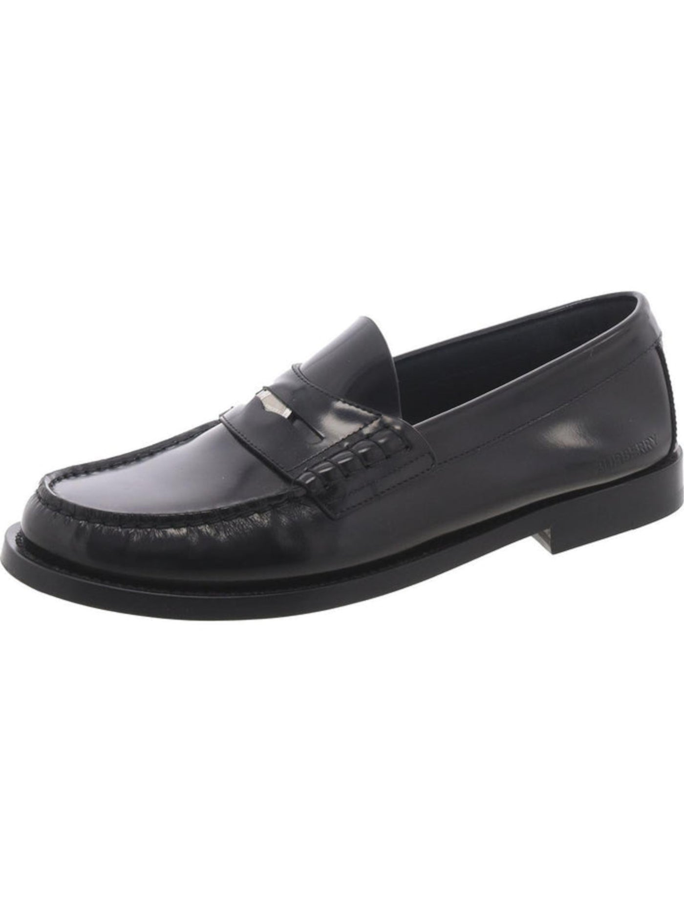 BURBERRY Mens Black Penny Strap Apron Toe Padded Round Toe Slip On Leather Dress Loafers Shoes 39.5