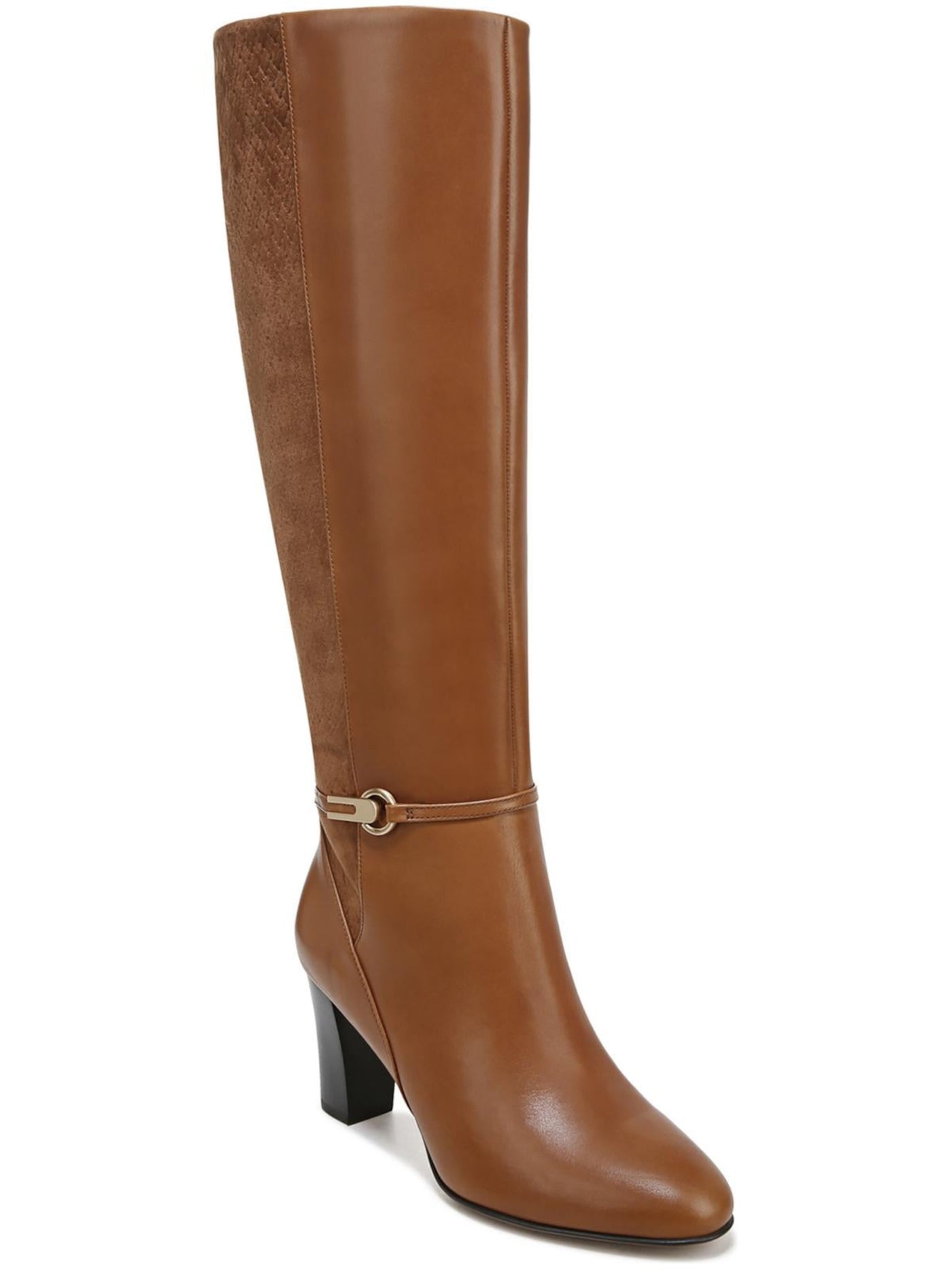 FRANCO SARTO Womens Brown Comfort Palermo Almond Toe Block Heel Zip-Up Leather Dress Boots 7.5 M