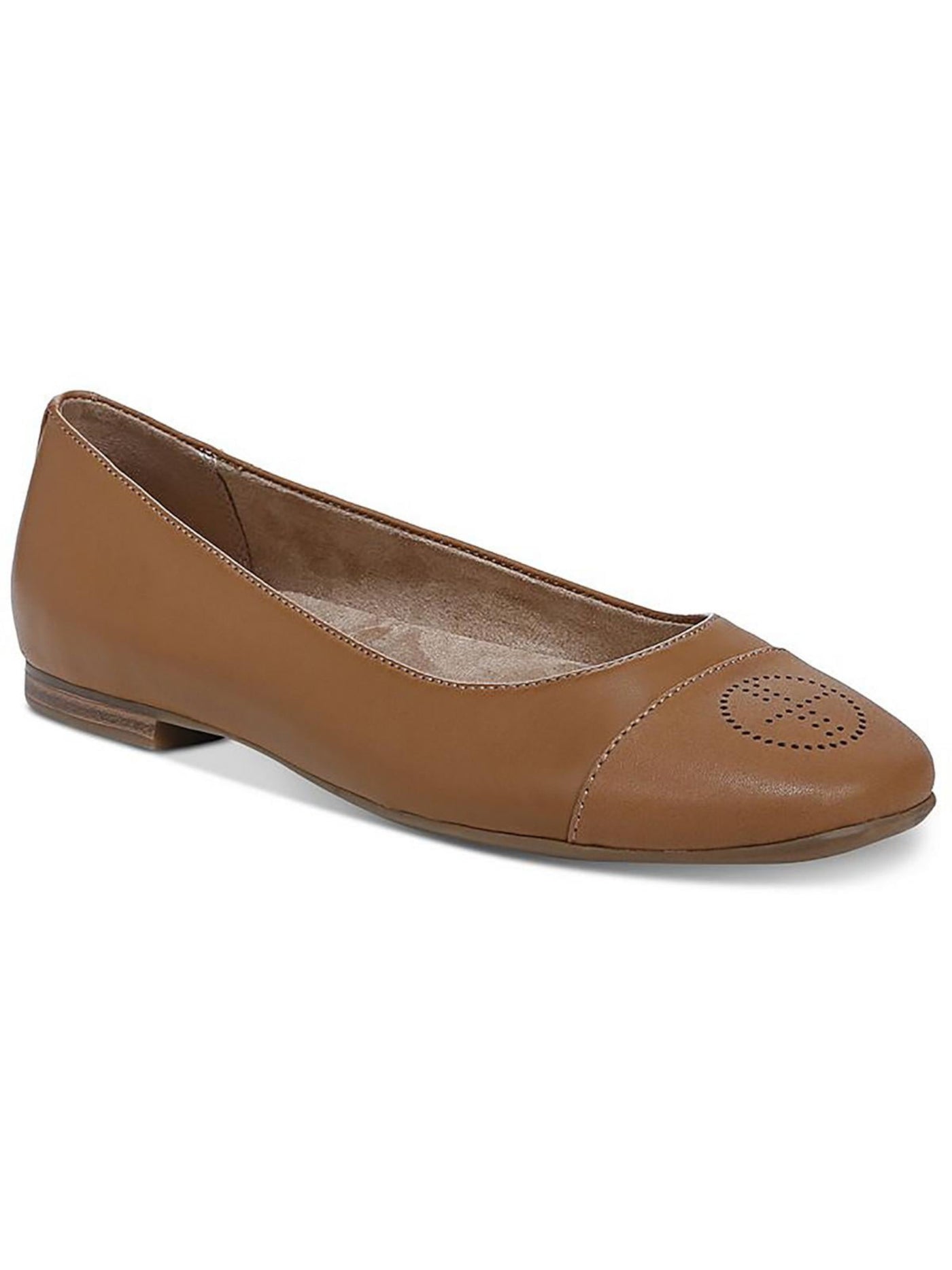 GIANI BERNINI Womens Beige Comfort Perforated Cushioned Aerinn Square Toe Slip On Leather Flats Shoes 6 M