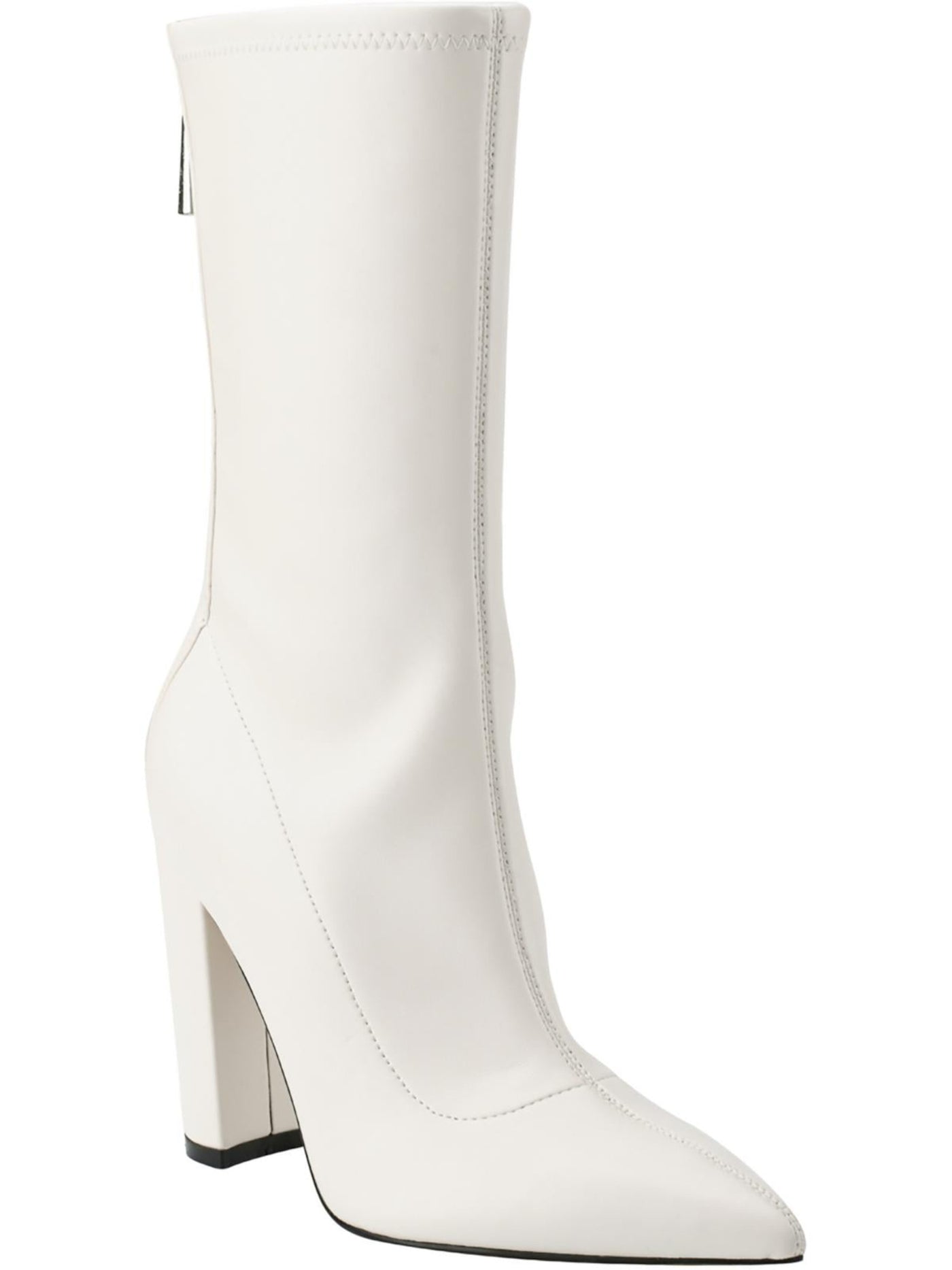 GUESS Womens Ivory Abbale Pointy Toe Block Heel Zip-Up Dress Boots 7.5 M
