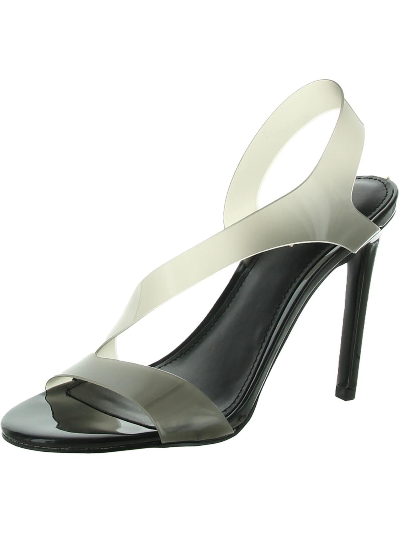 GUESS Womens Gray Translucent Asymmetrical Padded Ferry Almond Toe Stiletto Slip On Dress Slingback Sandal 11 M