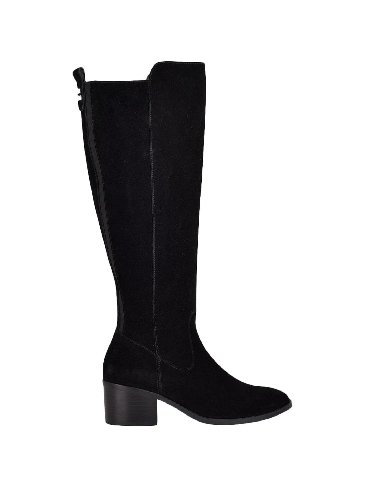 MARC FISHER Womens Black Cushioned Wide Calf Rela Almond Toe Block Heel Zip-Up Leather Riding Boot 6.5