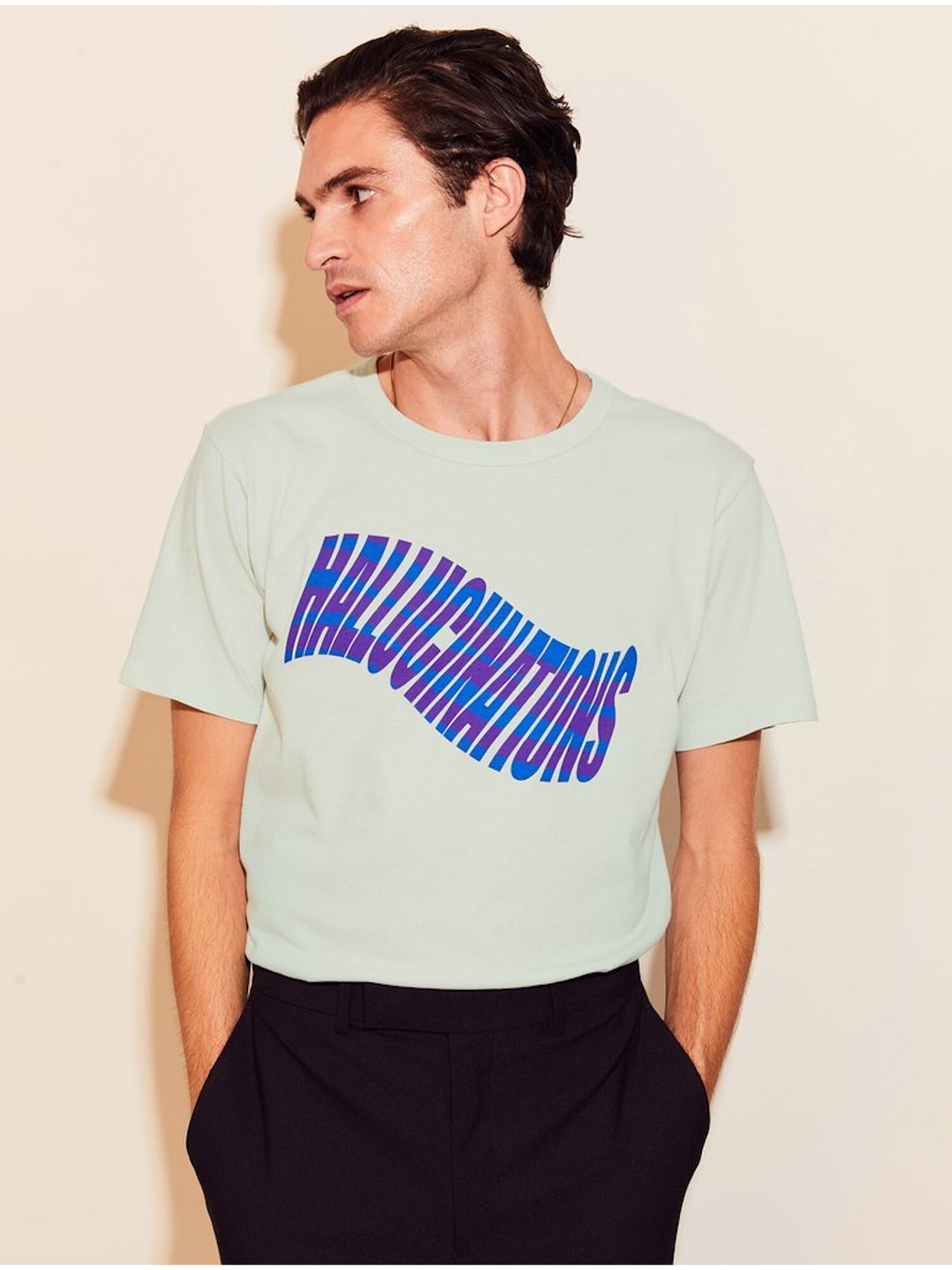 MONOGRAM Mens Aqua Graphic Classic Fit T-Shirt L