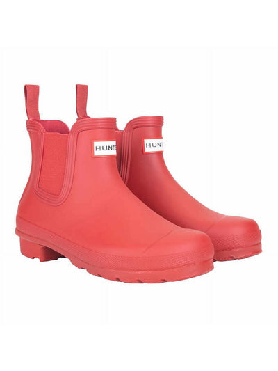 HUNTER Womens Pink Padded Removable Insole Back Pull-Tab Goring Waterproof Original Chelsea Round Toe Block Heel Rain Boots 7