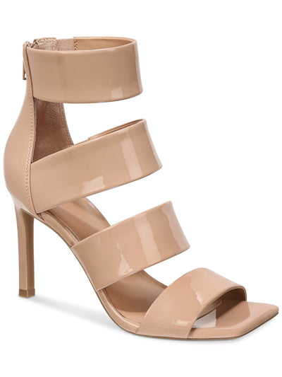 INC Womens Beige Padded Goring Strappy Liana Square Toe Stiletto Zip-Up Dress Heeled Sandal 10 M