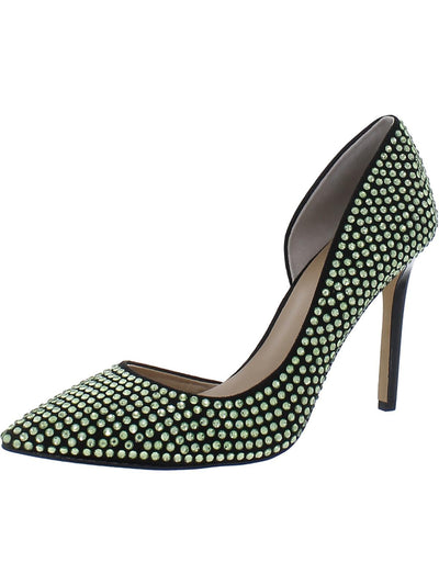 INC Womens Green Padded Embellished D Orsay Kenjay Pointy Toe Stiletto Slip On Pumps Shoes 7 M