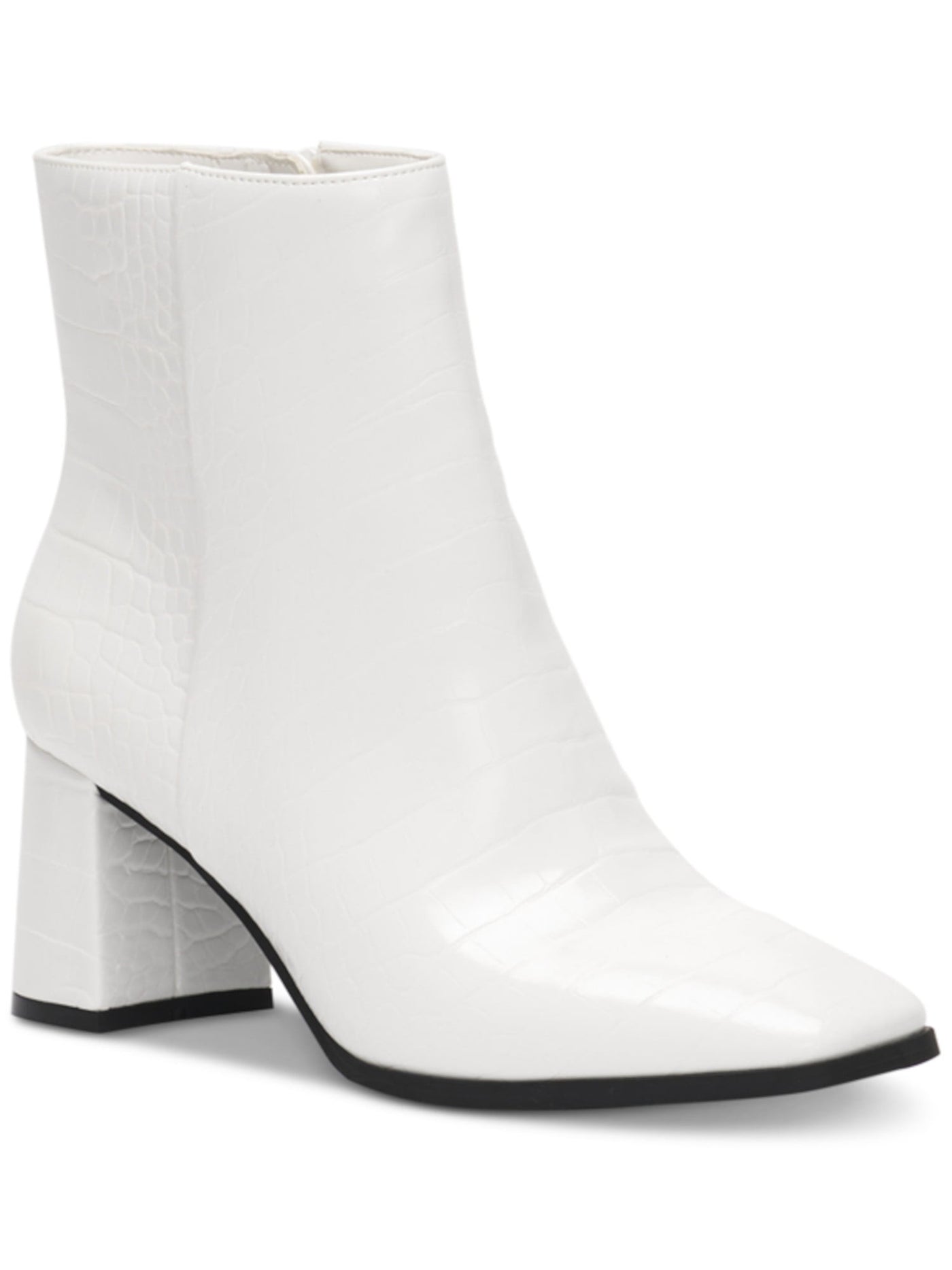 INC Womens White Cushioned Dasha Square Toe Block Heel Zip-Up Dress Booties 10 M