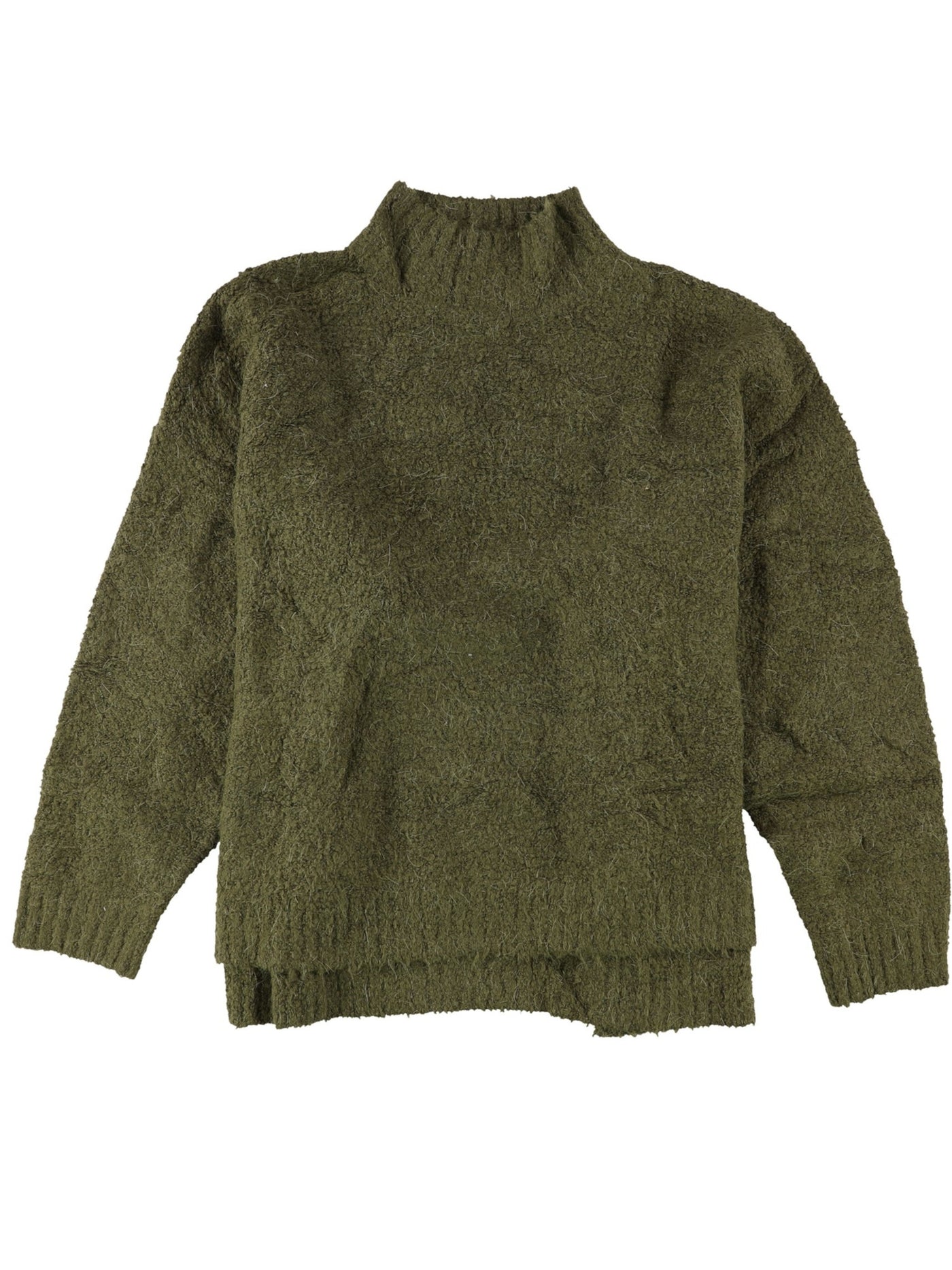 B NEW YORK Womens Green Textured Vented Hem Dolman Sleeve Mock Neck Sweater L