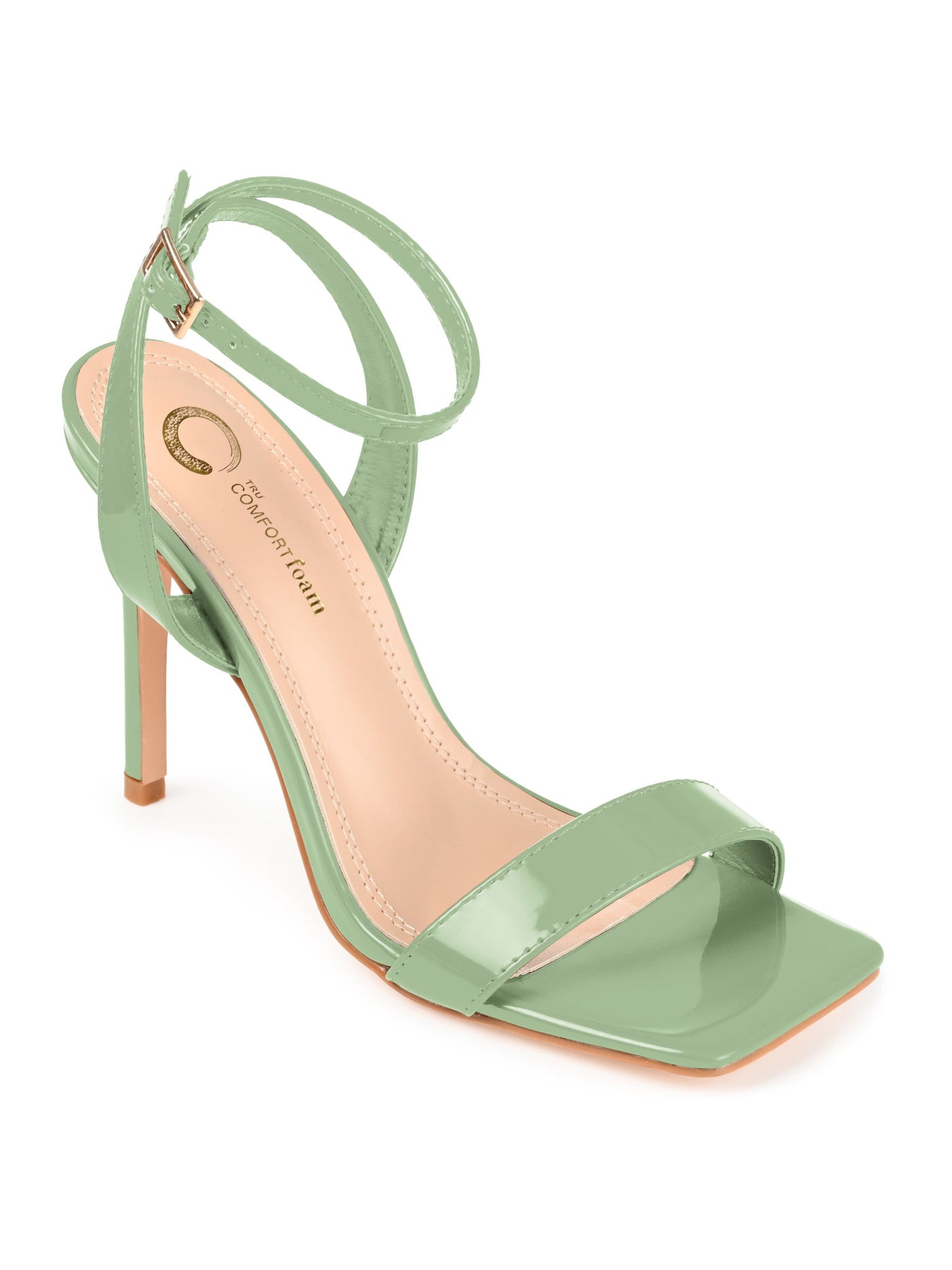 JOURNEE COLLECTION Womens Green Strappy Ankle Strap Padded Dorian Square Toe Stiletto Buckle Dress Heeled Sandal 10