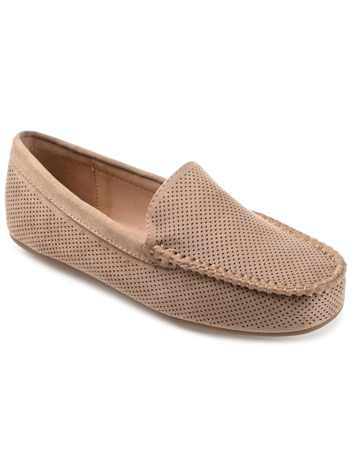 JOURNEE COLLECTION Womens Brown Perforated Comfort Halsey Round Toe Slip On Loafers Shoes 10 W