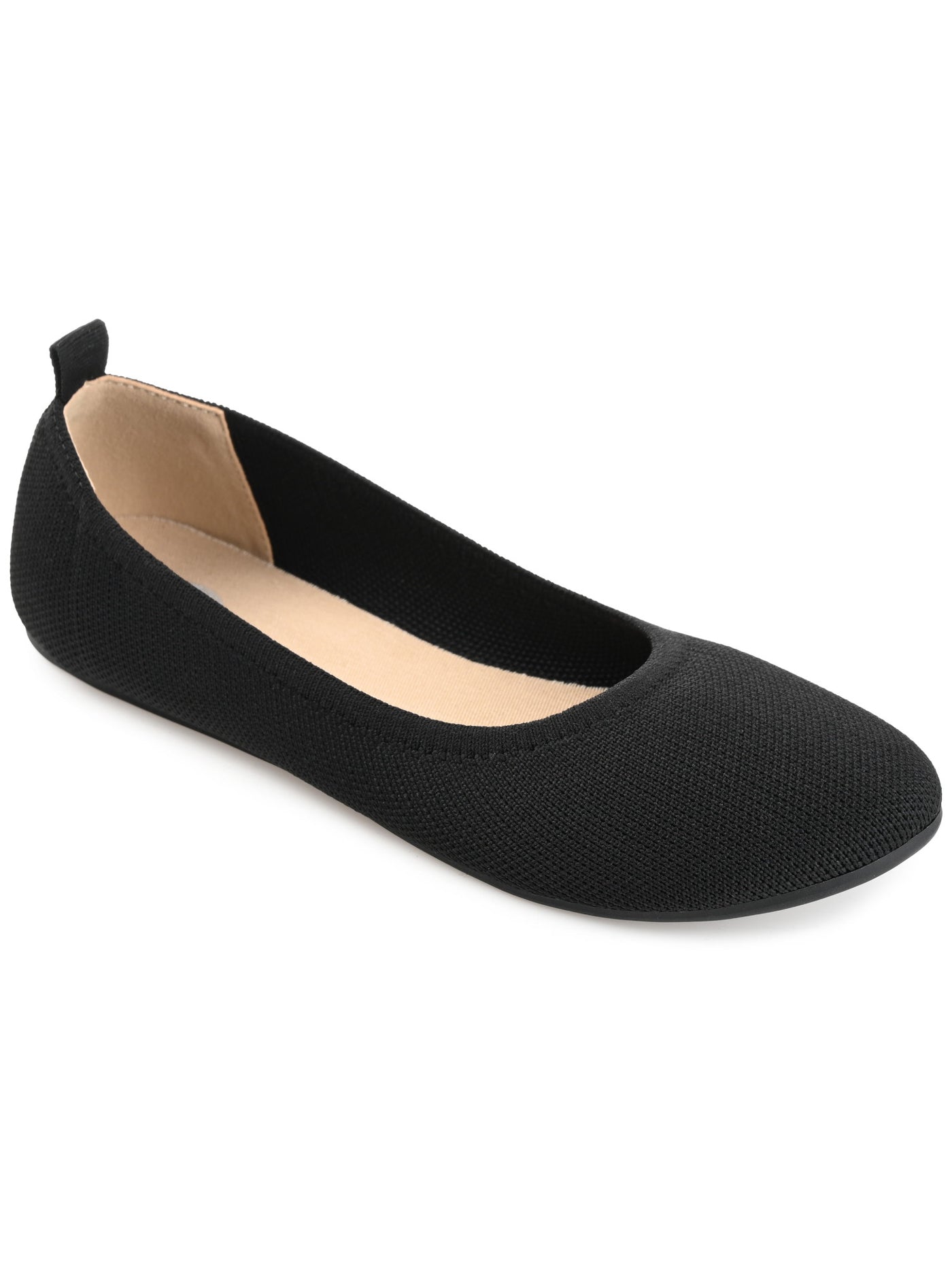 JOURNEE COLLECTION Womens Black Knit Back Pull-Tab Breathable Padded Jersie Round Toe Slip On Flats Shoes 9