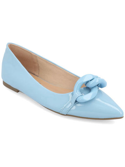 JOURNEE COLLECTION Womens Light Blue Chain Hardware Padded Clareene Pointed Toe Slip On Dress Flats Shoes 7