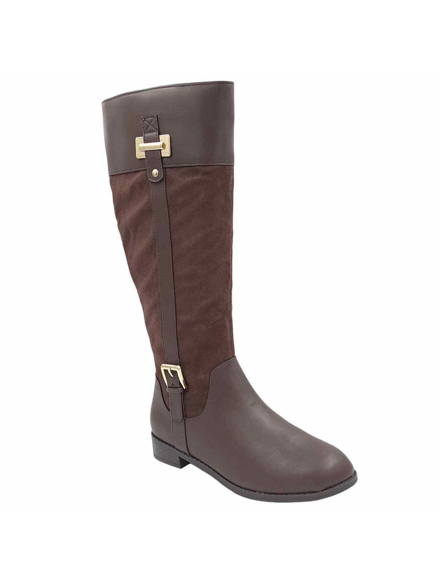 KAREN SCOTT Womens Brown Wide Calf Deliee2 Round Toe Block Heel Zip-Up Riding Boot 7.5 M WC