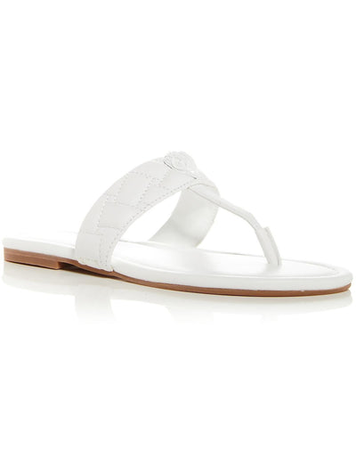 KURT GEIGER Womens White Quilted Padded Kensington T Bar Round Toe Slip On Leather Thong Sandals Shoes 42