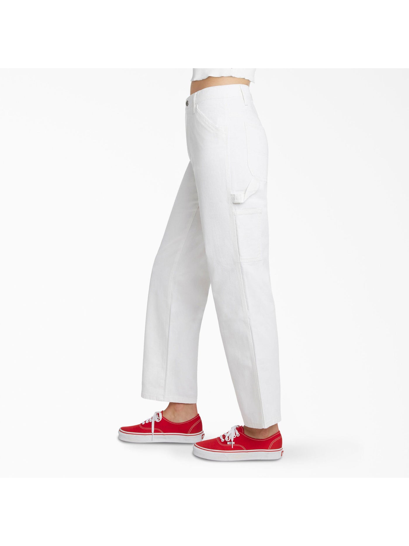 DICKIES Womens White Pocketed Zippered High Rise Carpenter Straight leg Jeans Juniors 9\29 Waist