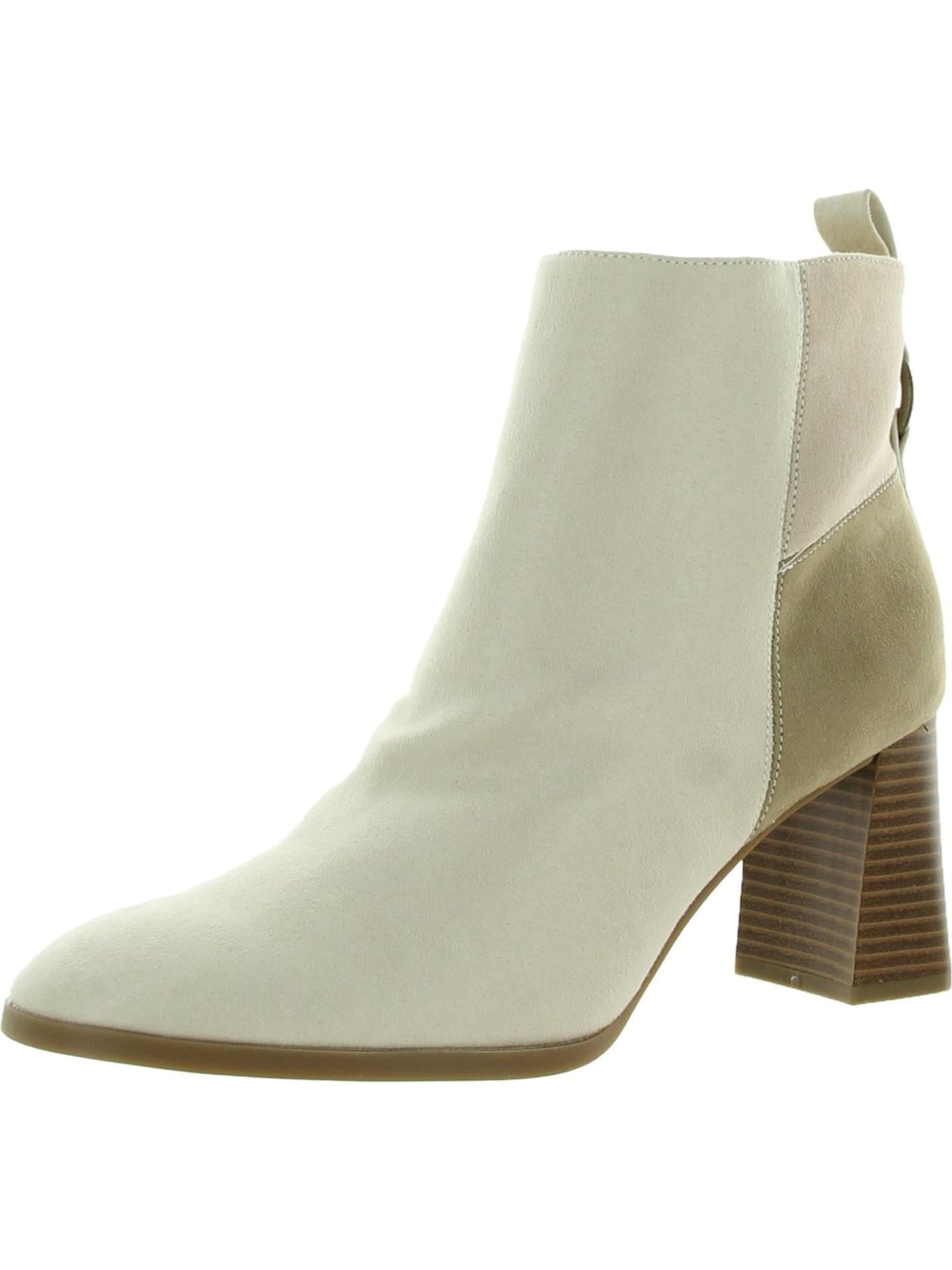 LIFE STRIDE Womens Beige Comfort Foxy Round Toe Block Heel Zip-Up Booties 8 M