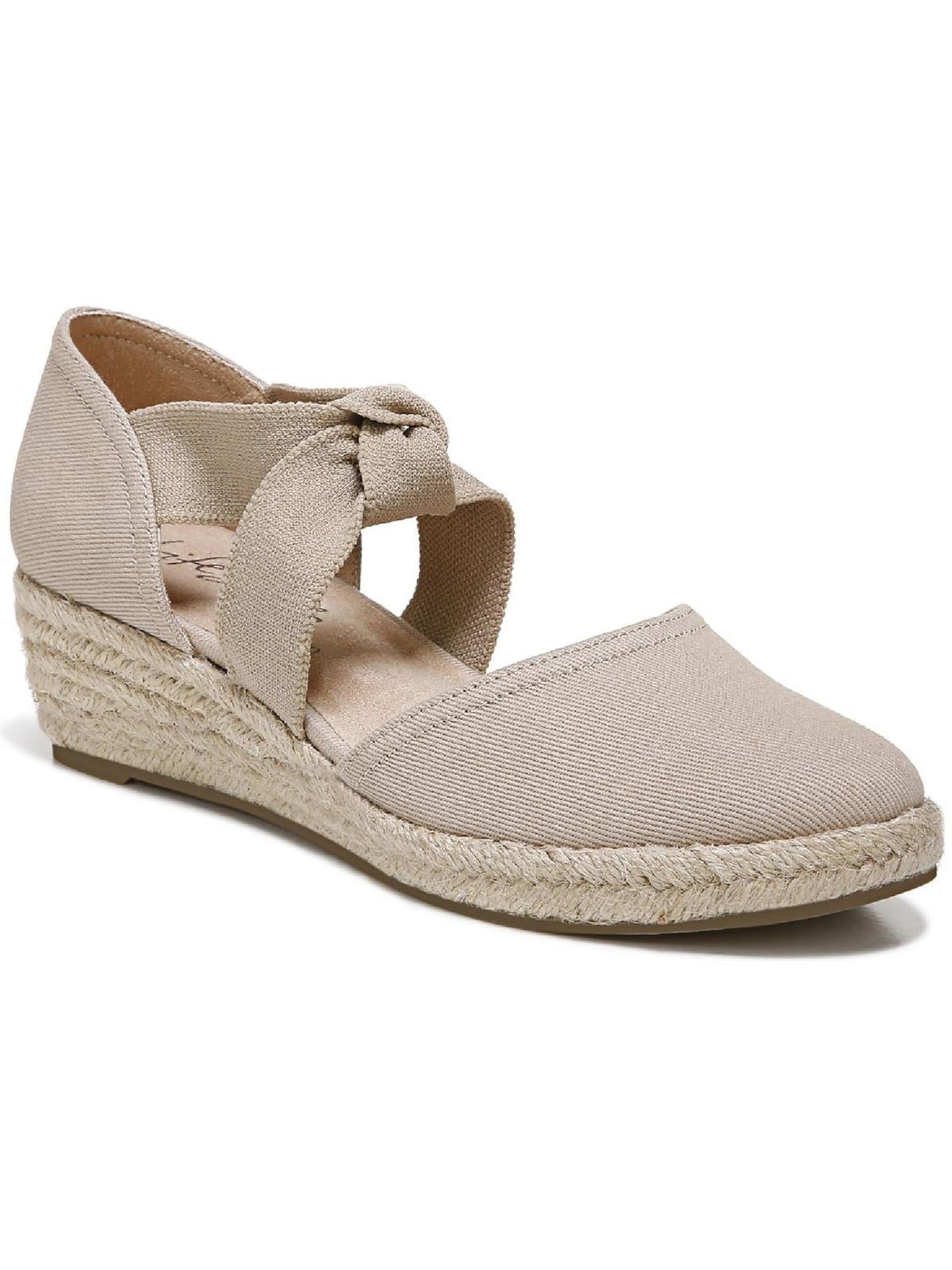 LIFESTYLE Womens Beige Non-Slip Cushioned Kascade Round Toe Wedge Slip On Espadrille Shoes 6 M