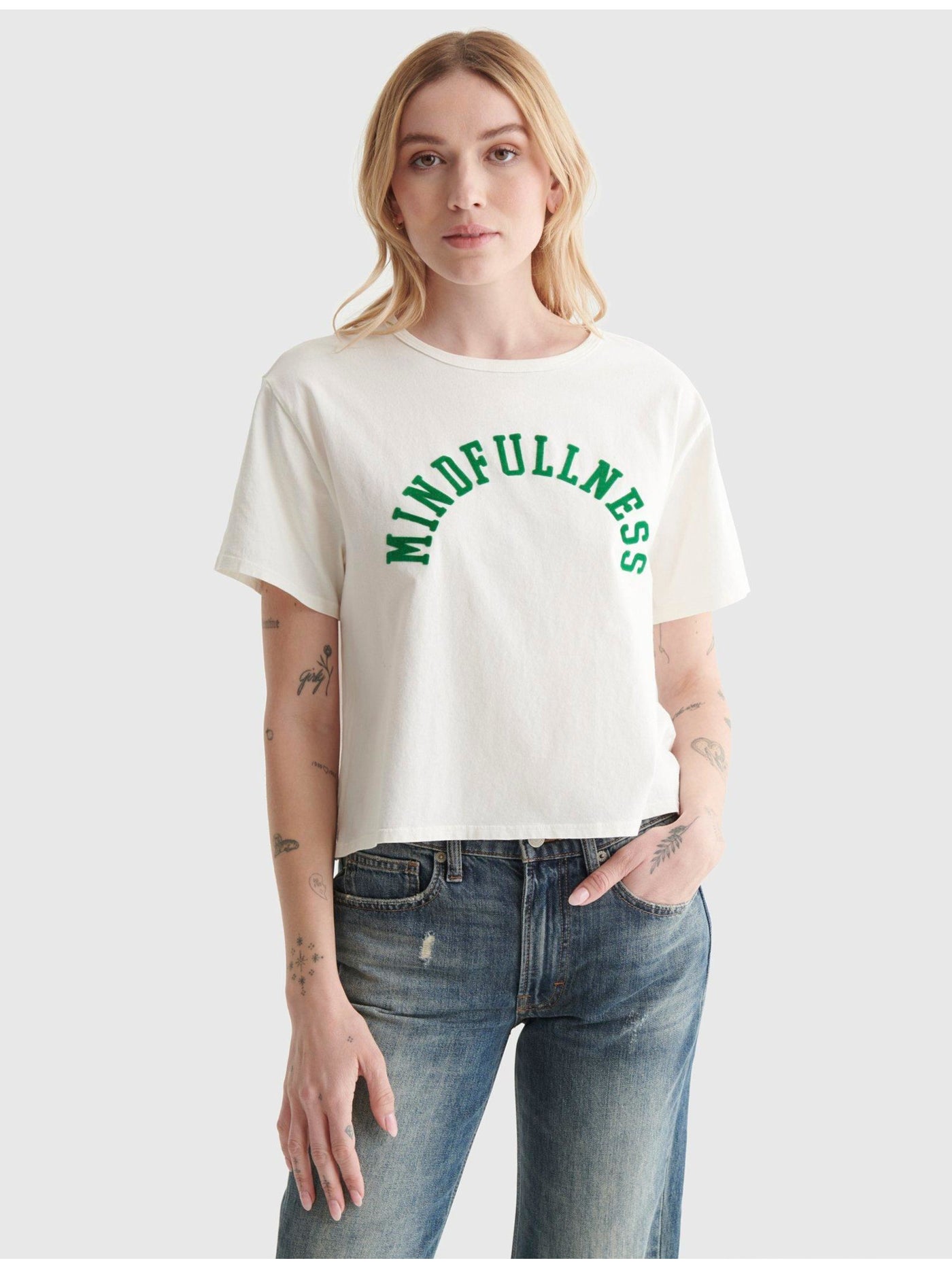 LUCKY BRAND Womens White Graphic Short Sleeve Crew Neck T-Shirt S