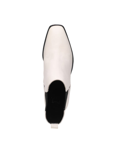 MARC FISHER Womens Ivory Pull Tab Goring Padded Kristie Square Toe Block Heel Leather Heeled Boots 8.5 M