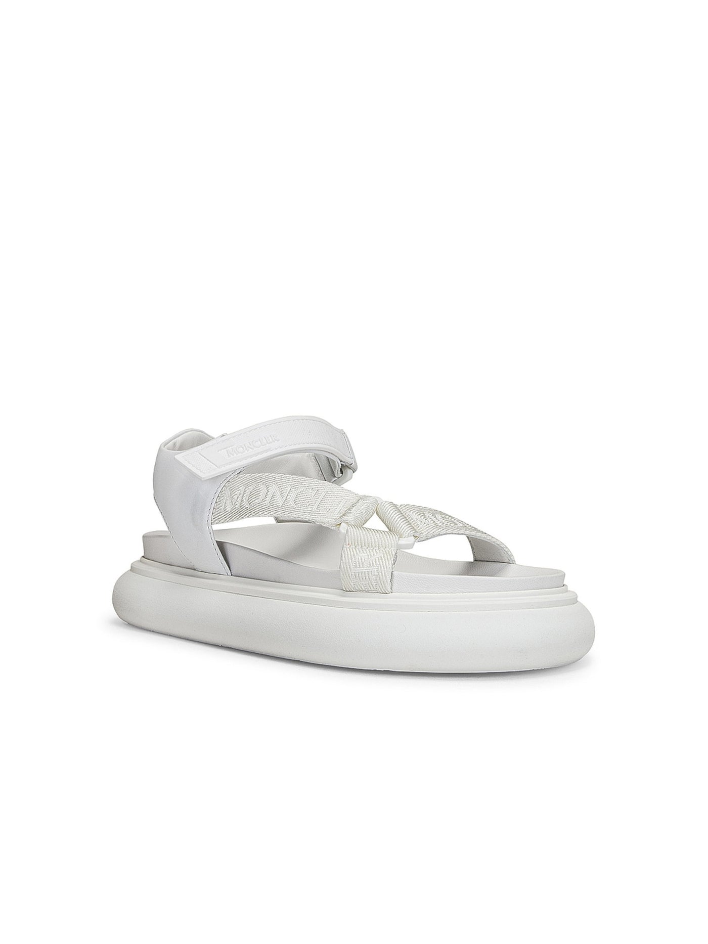 MONCLER Womens White Logo Asymmetrical Arch Support Catura Round Toe Wedge Sandals 37